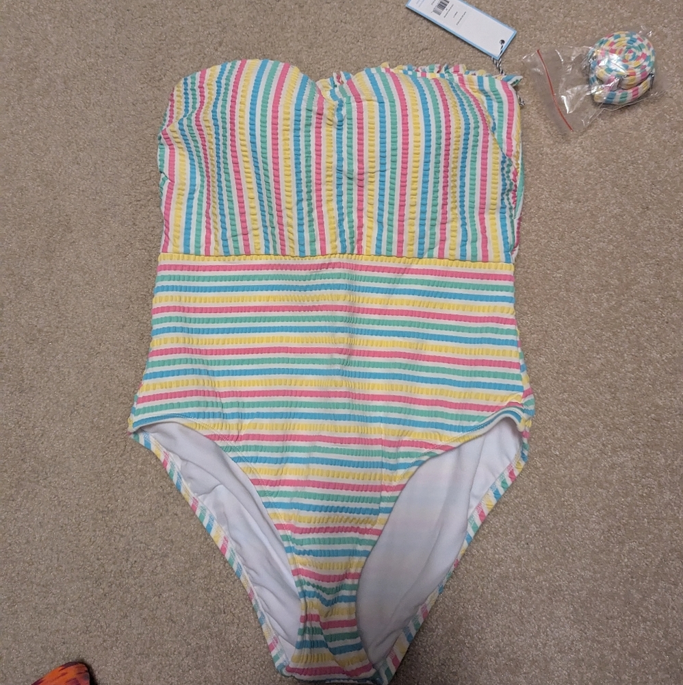 Draper James Yellow and Green One Piece Swimsuit